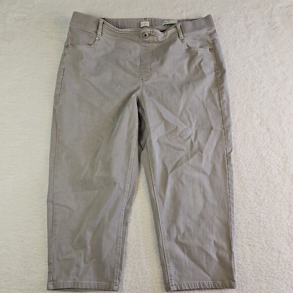 J. Jill Denim High Rise Cropped Pull On Jeans Womens Size 18 P Petite Light Gray - Picture 1 of 11